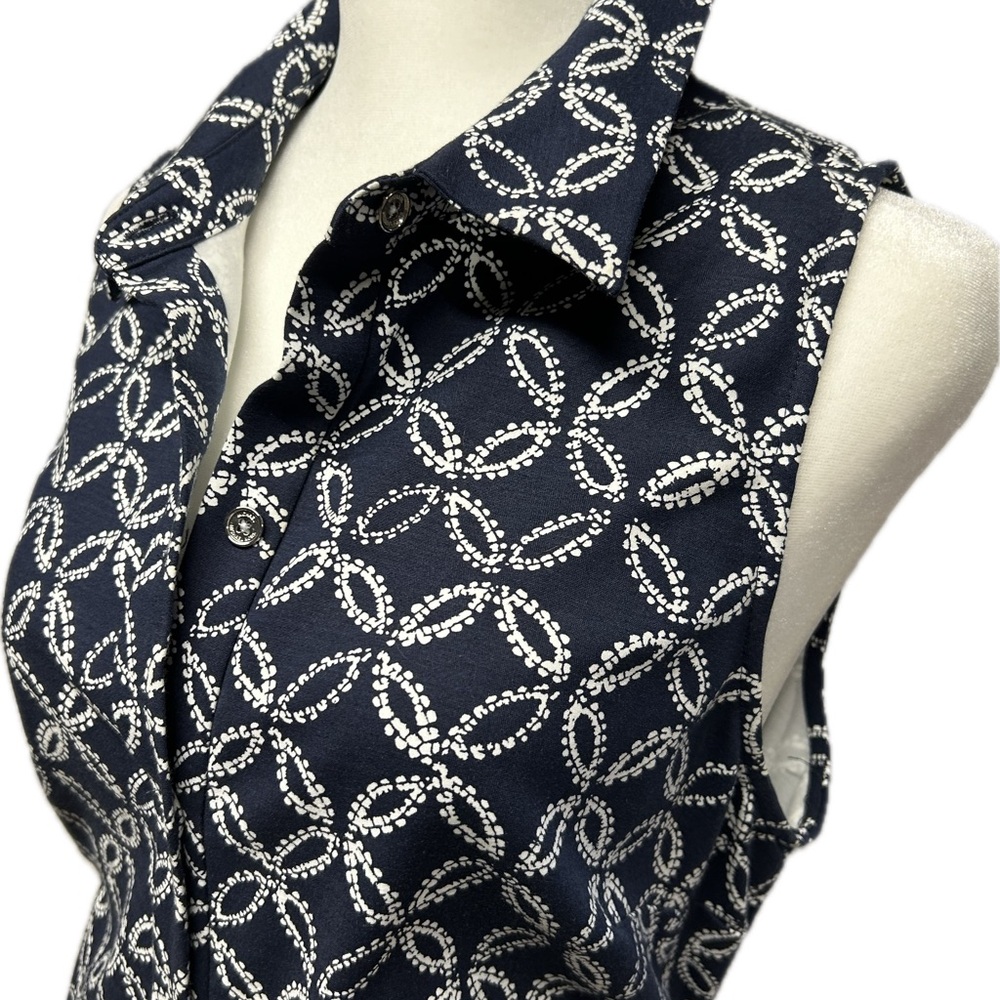 Michael Kors Navy and White Patterned Sleeveless Dress